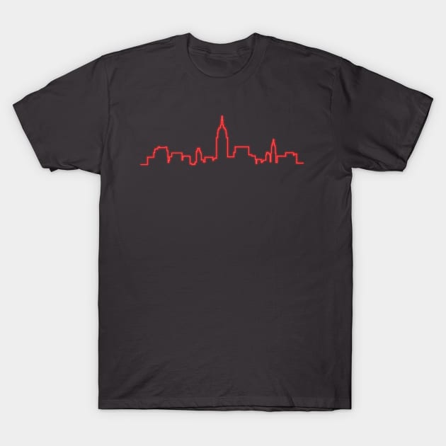 Neon NYC Skyline T-Shirt by elizabethcarlson.art